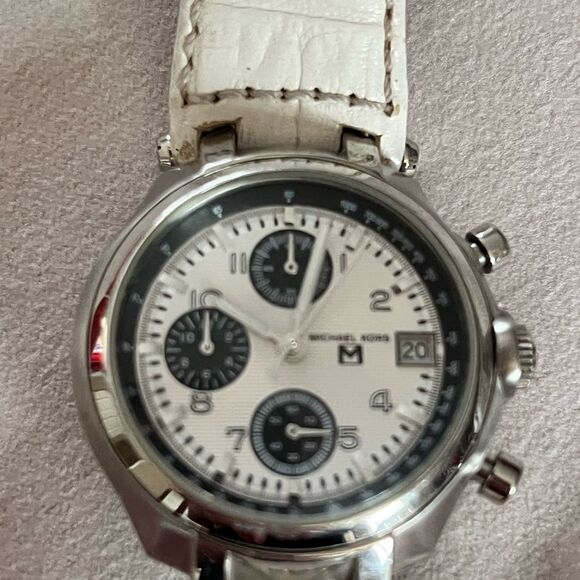 Set/2-vtg-Michael Kors w/white leather band &vtg.Lucky Brand silver chunky metal main image 5